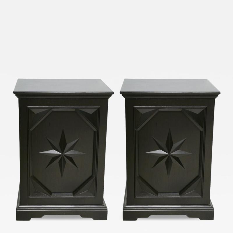 Pair of American Modern Black Lacquer Cabinets
