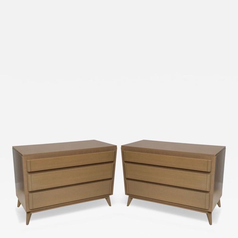 Pair of American Modern Cerused Oak Commodes