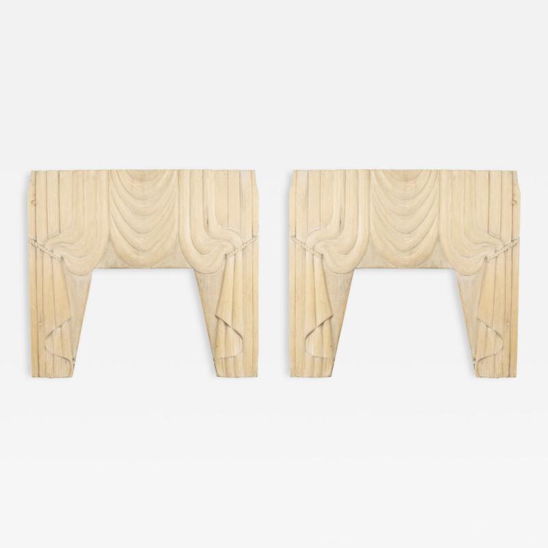 Pair of American Victorian Carved Drapes