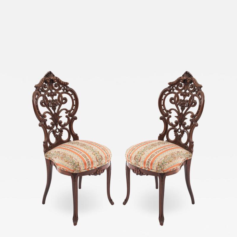 Pair of American Victorian Rosewood Side Chairs