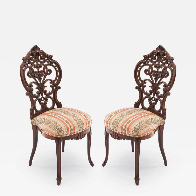 Pair of American Victorian Rosewood Side Chairs