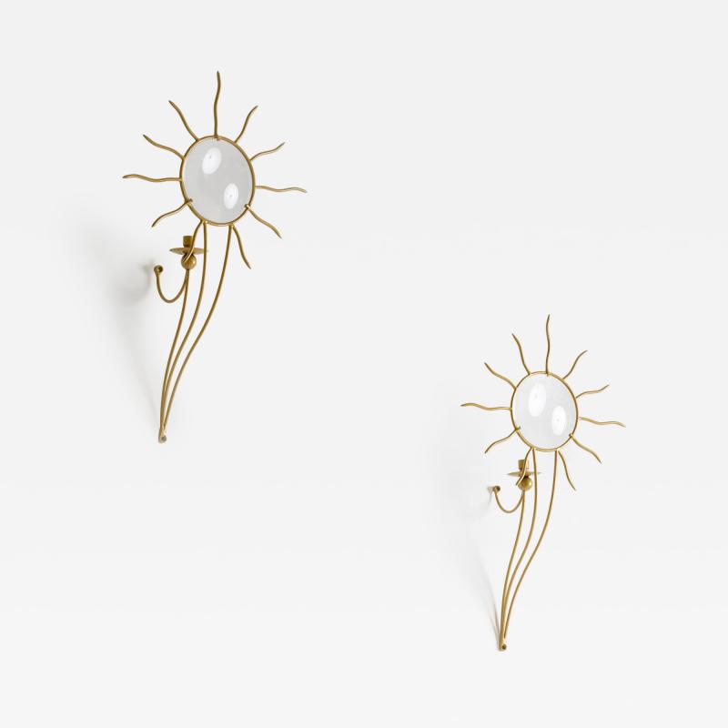 Pair of Andr Dubreuil 1951 Soleil Wall Appliqu s France designed in 1987