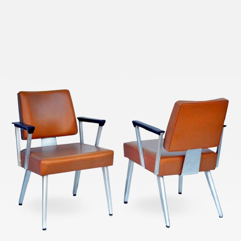 Pair of Angular GF GoodForm Aluminum and Vinyl Armchairs