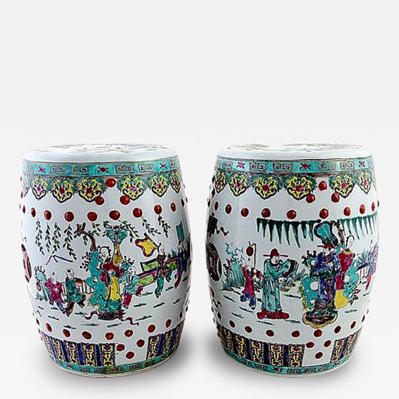 Pair of Antique Chinese Ceramic Garden Stools