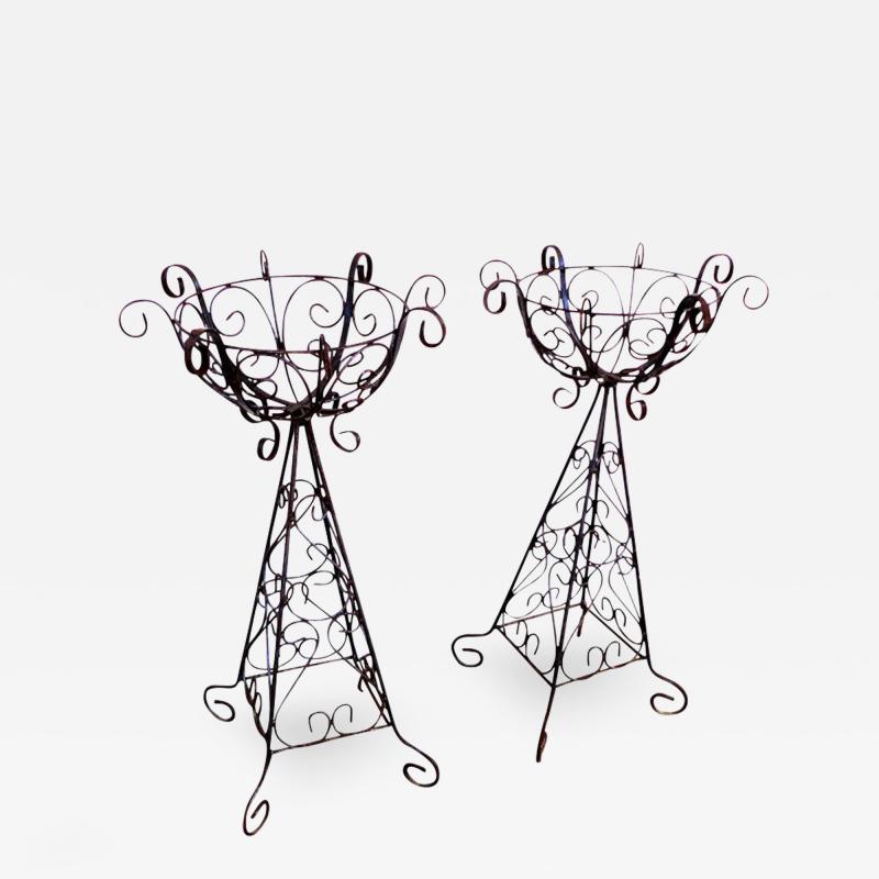 Pair of Antique European Wire Planters