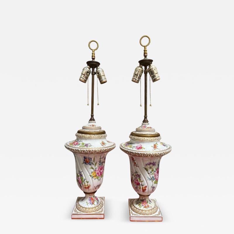 Pair of Antique German Porcelain Table Lamps