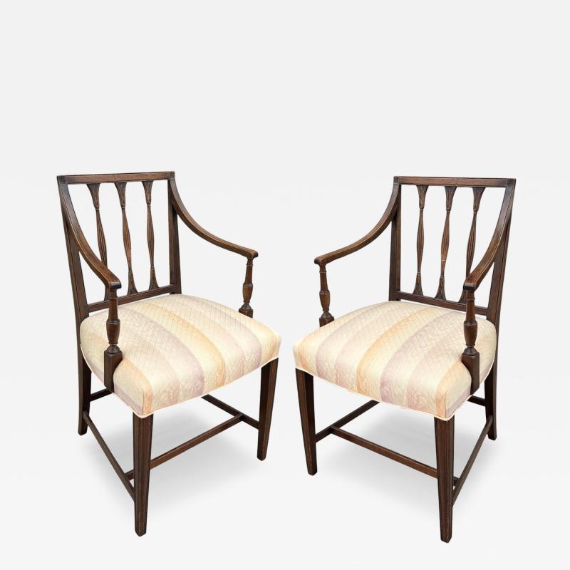Pair of Antique Regency Mahogany Open Arm Chairs