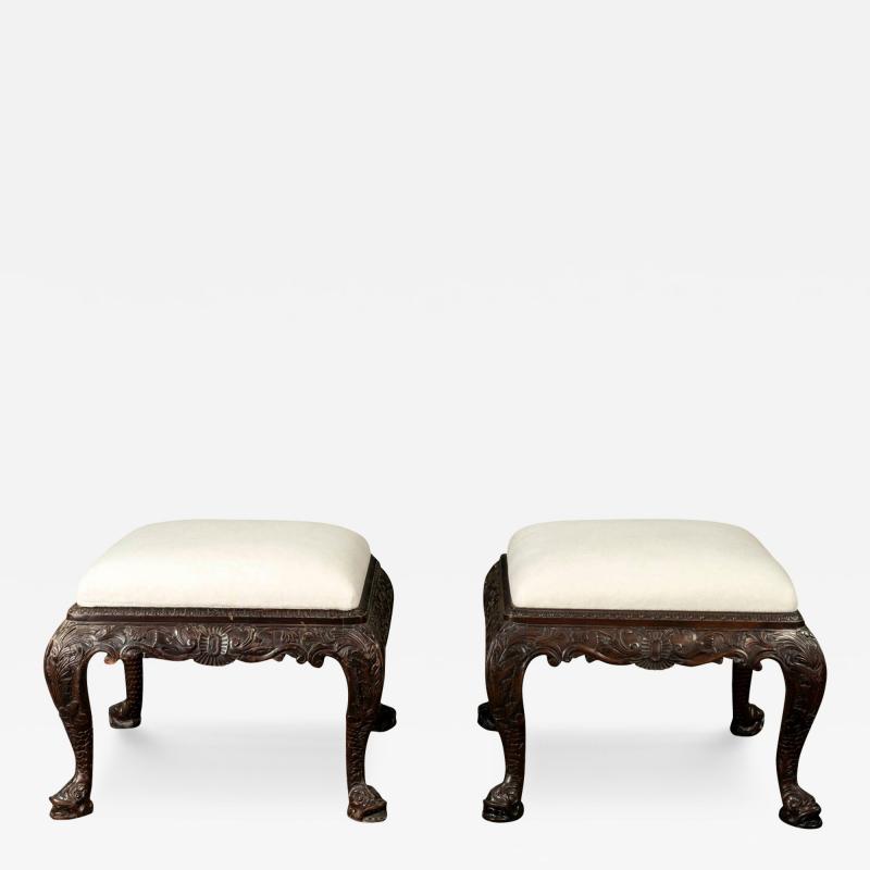 Pair of Antique Regency Style Walnut Benches