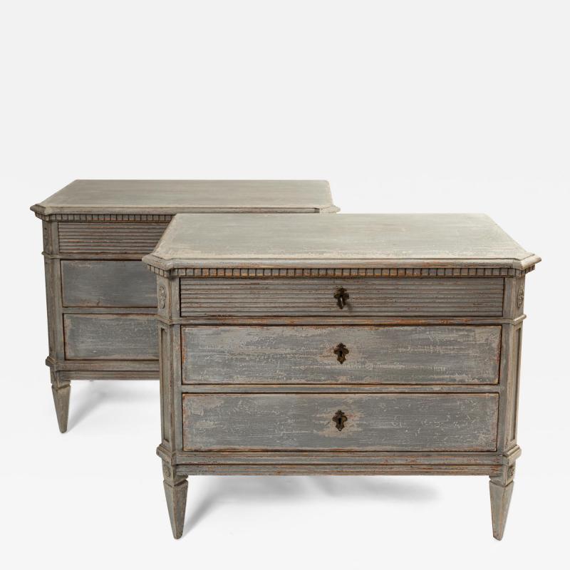 Pair of Antiqued Neoclassic Painted Chests Contemporary