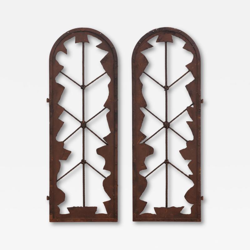 Pair of Arched French Brutalist Iron Panels C 1960