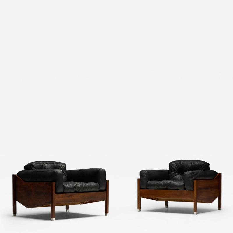 Pair of Architectural Mid Century Club Chairs 1960s