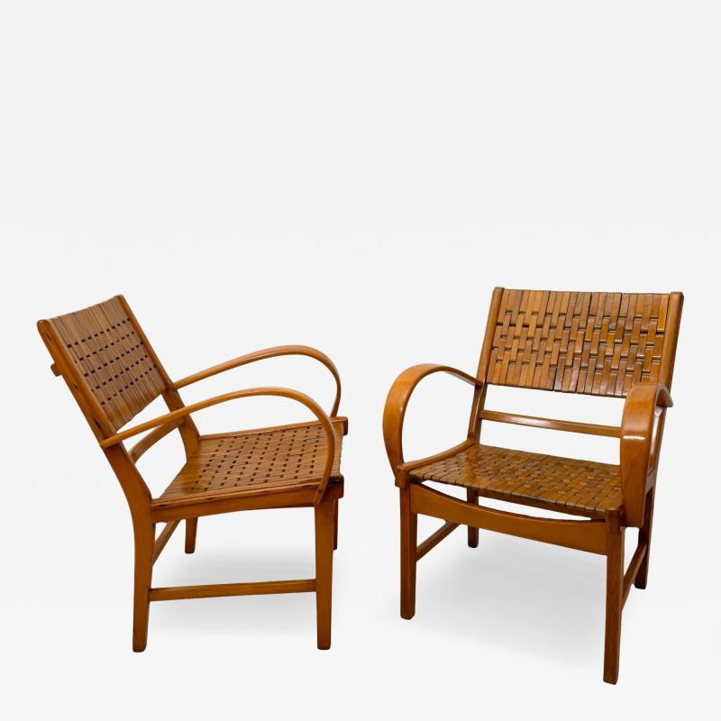 Pair of Armchairs by Gelenka Solid Beech Wood Germany circa 1950