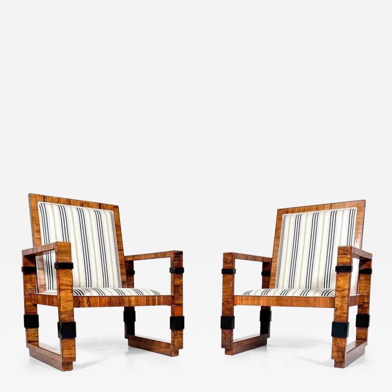 Pair of Art Deco Armchairs New Upholstery