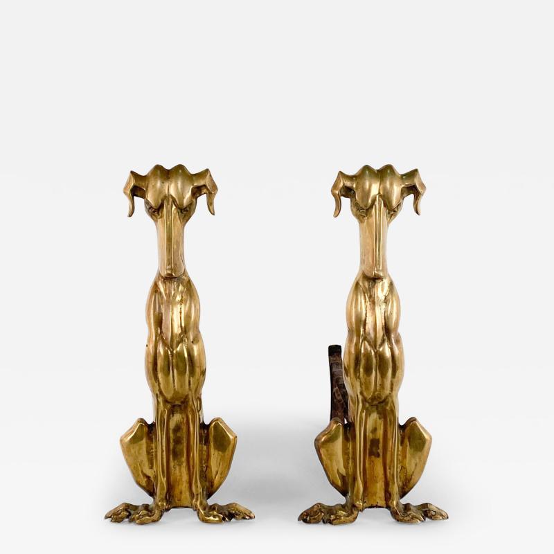Pair of Art Deco Brass Andiron Dachshunds American 1920s