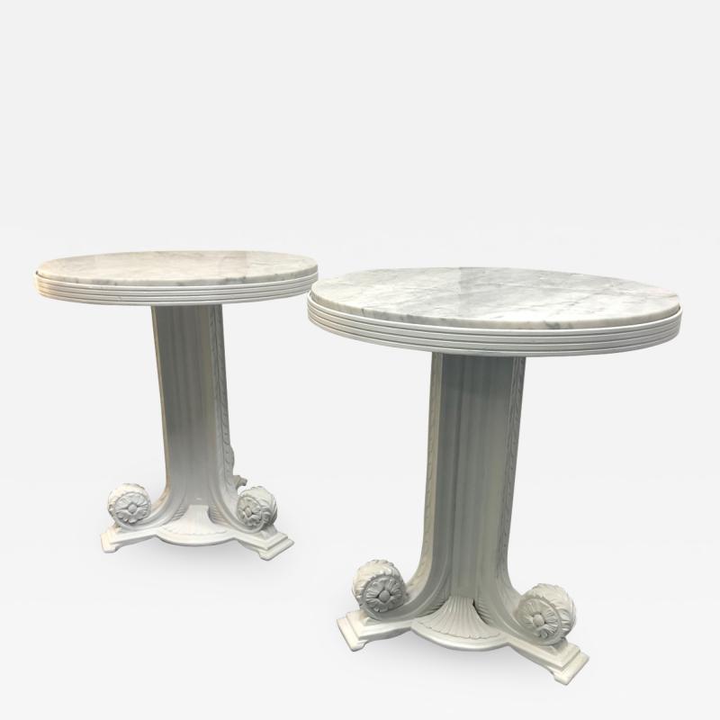 Pair of Art Deco Carrara Marble Top Tables