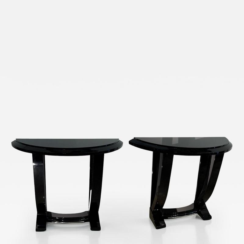 Pair of Art Deco Demi lune consoles