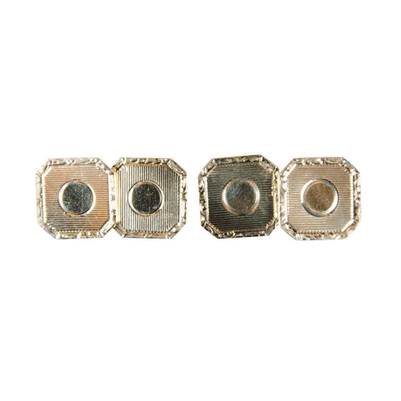 Pair of Art Deco Gold Cufflinks with Engine Turned Design