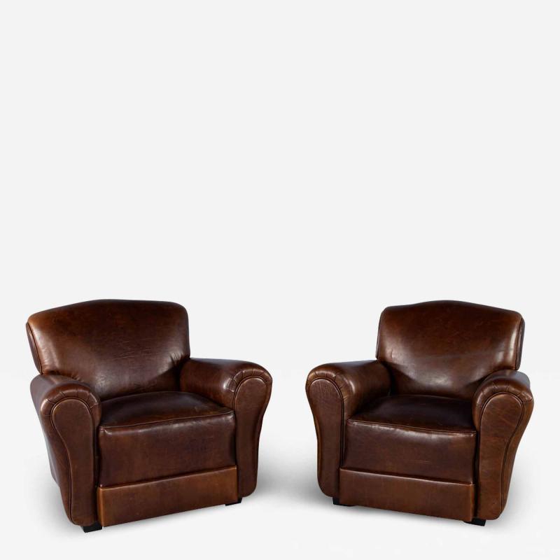 Pair of Art Deco Leather Club Chairs