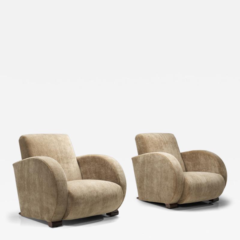 Pair of Art Deco Low Armchairs Europe First half of the 20th Century