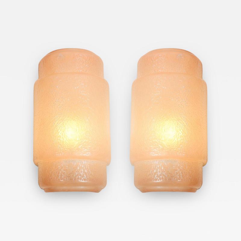 Pair of Art Deco Skyscraper Style Bakelite Sconces with Textured Design
