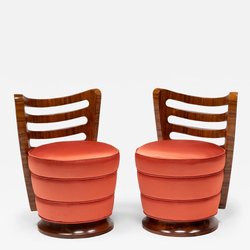 Pair of Art Deco Slipper Chairs with Macassar Ebony Veneer