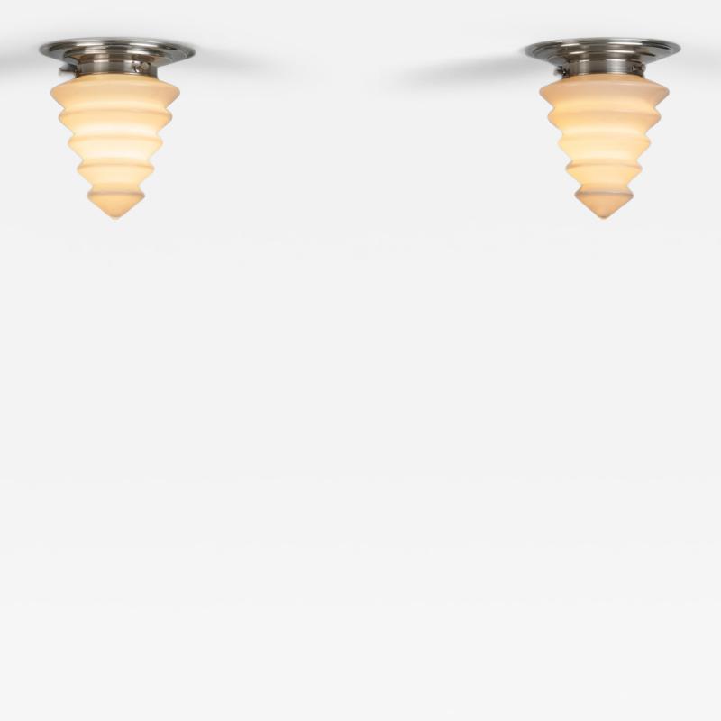 Pair of Art Deco Style Crystal Ceiling Lights by GISO The Netherlands 1960s