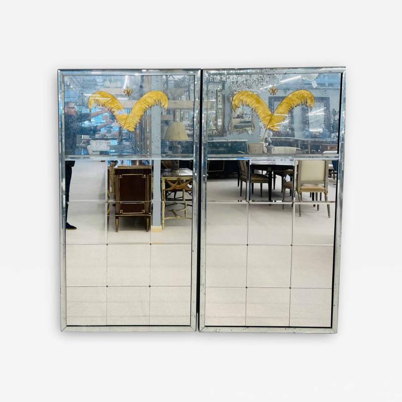 Pair of Art Deco Style Eglomise Wall or Console Mirrors Maison Jansen Inspired