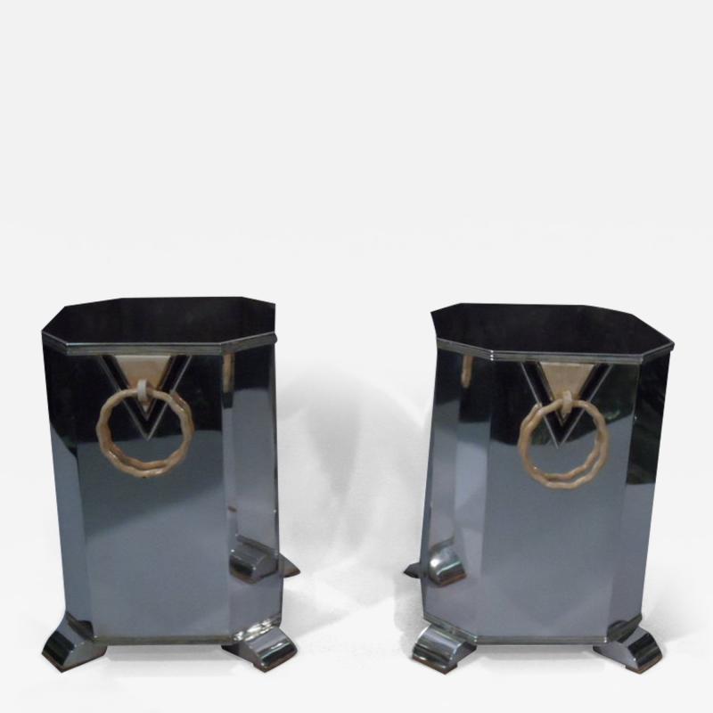 Pair of Art Deco Style Silver Wine Coolers