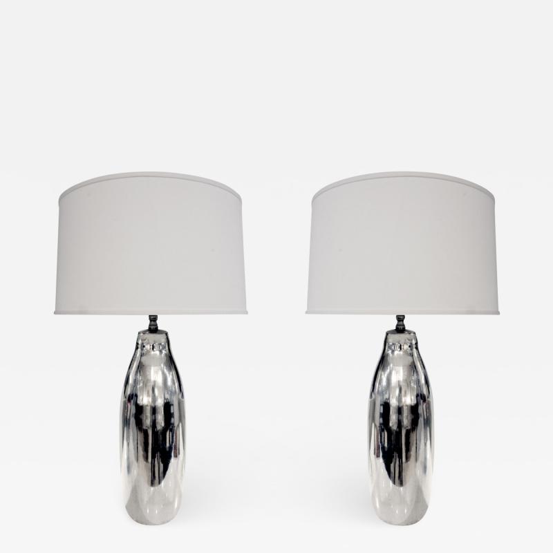 Pair of Artisan Mercury Glass Table Lamps 1970s