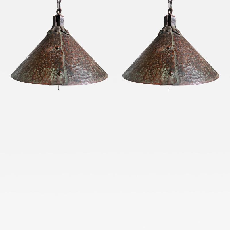 Pair of Arts Crafts Hanging Lights
