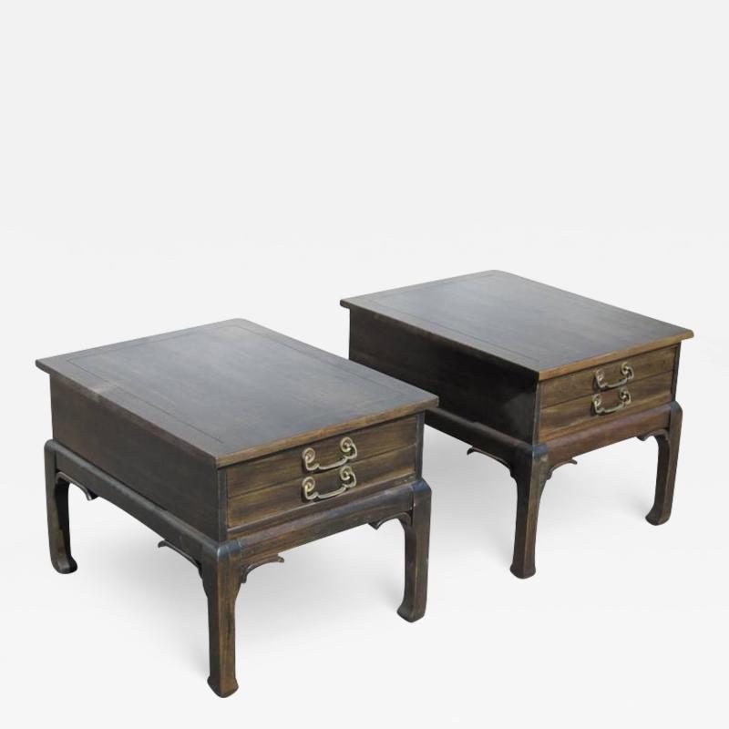 Pair of Asian Style Wood Nightstands
