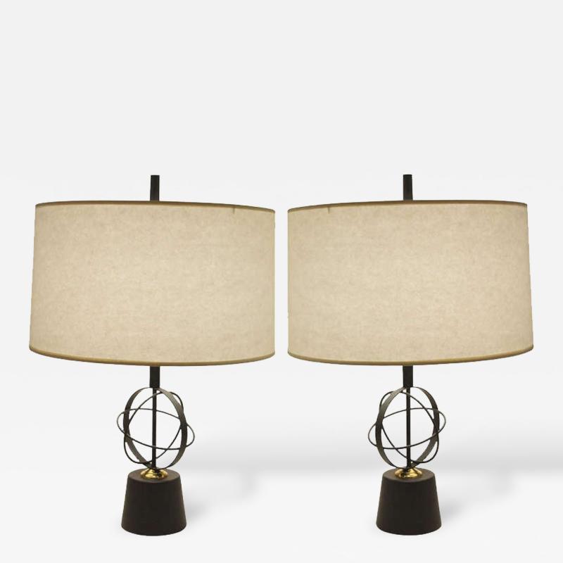 Pair of Astrolabe Form Mid Century Table Lamps