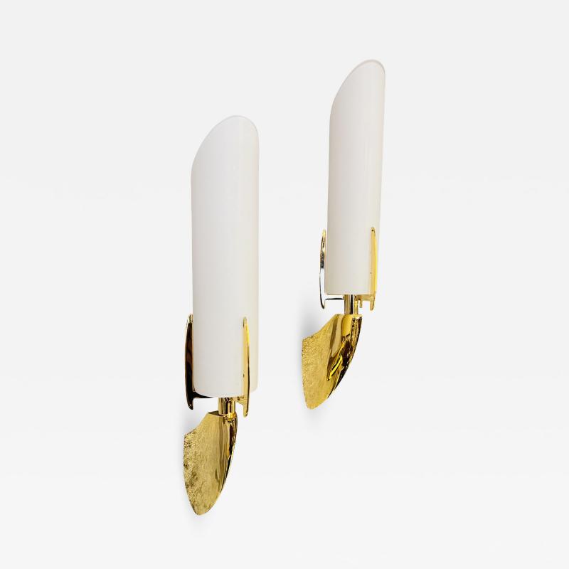 Pair of Austrian 1990s High Style Golden Wall Lamps