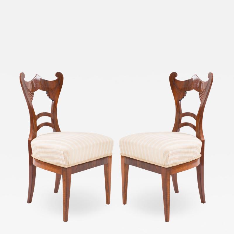 Pair of Austrian Biedermeier Cherrywood Side Chairs