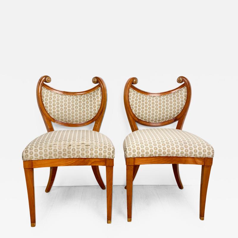 Pair of Austrian Cherry and Gilt Biedermeier Chairs circa 1820