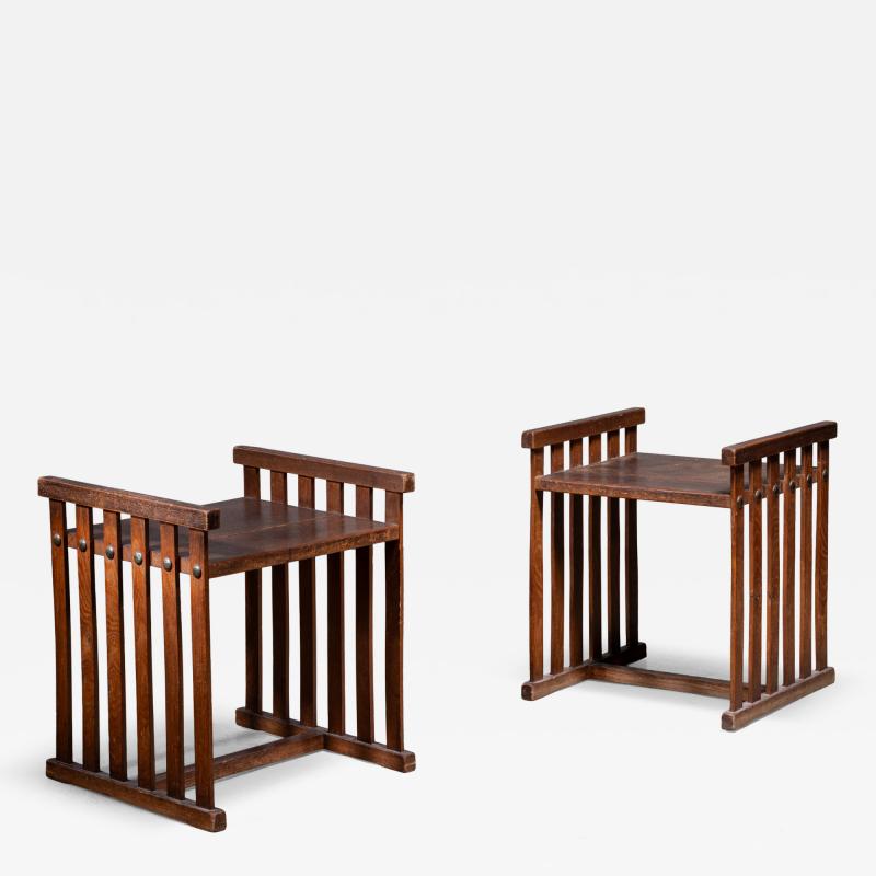 Pair of Austrian Modern stool tables