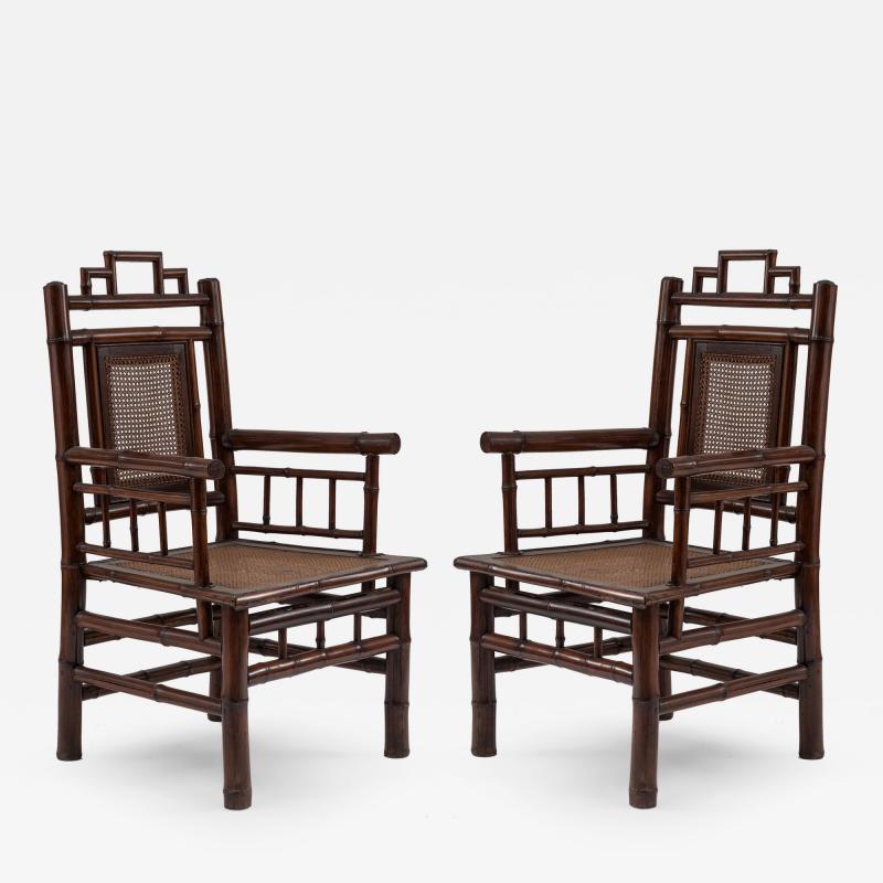 Pair of Bamboo Spindle Armchairs