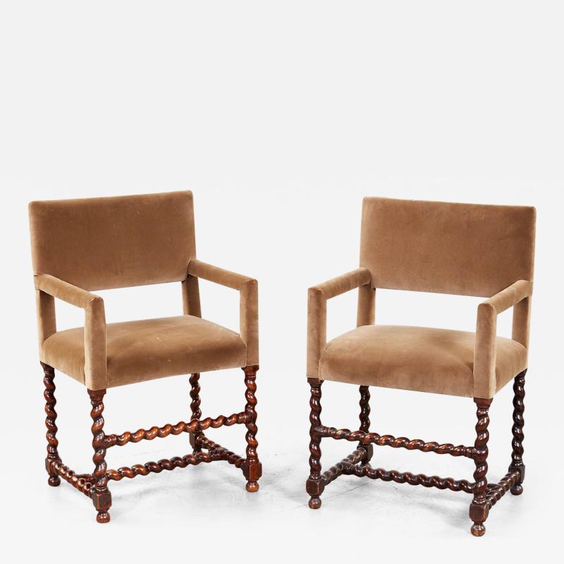 Pair of Baroque Barley Twist Armchairs