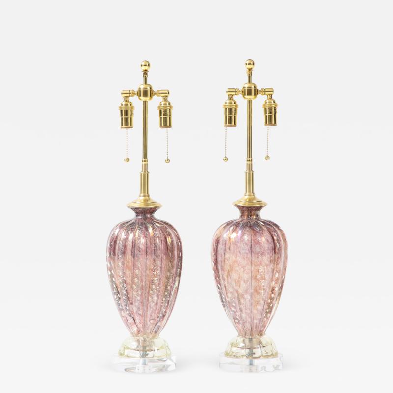 Pair of Barovier Toso Murano Glass Lamps 