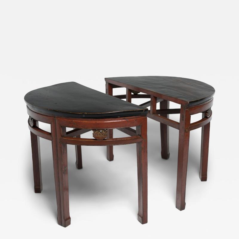 Pair of Basket of Plenty Demi Lune Tables