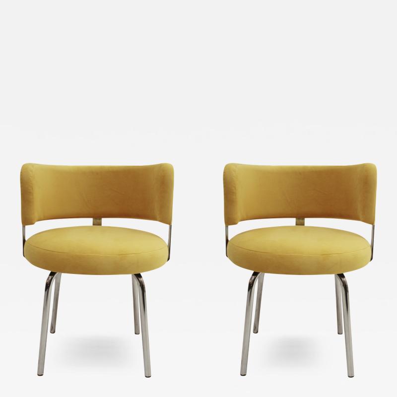 Pair of Bauhaus Style Chairs for Pizzi Arredamenti Upholstered in Yellow Cotton