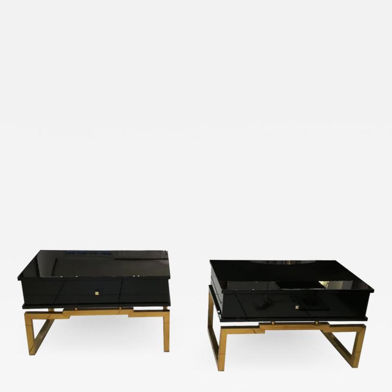 Pair of Bedsides or End Tables in Lacquered Wood circa 1970