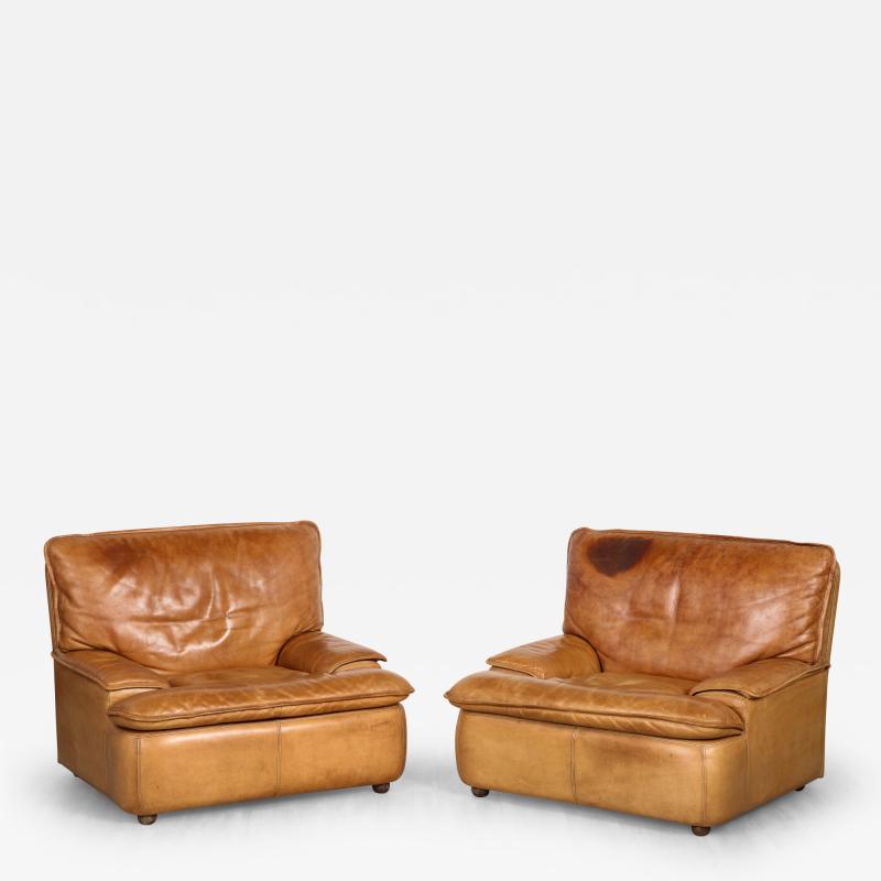 Pair of Belgian Leather Lounge Chairs circa 1970