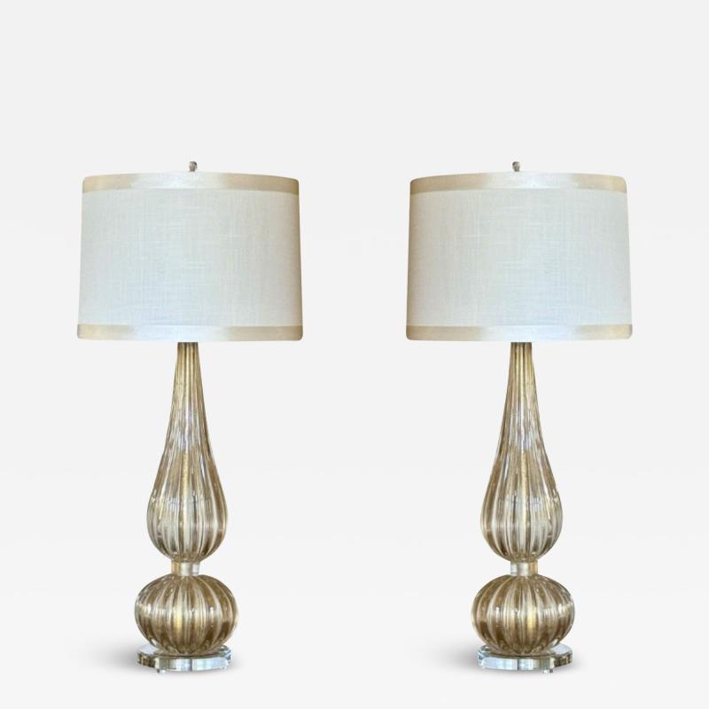 Pair of Bespoke Modern Murano Gold Lamps