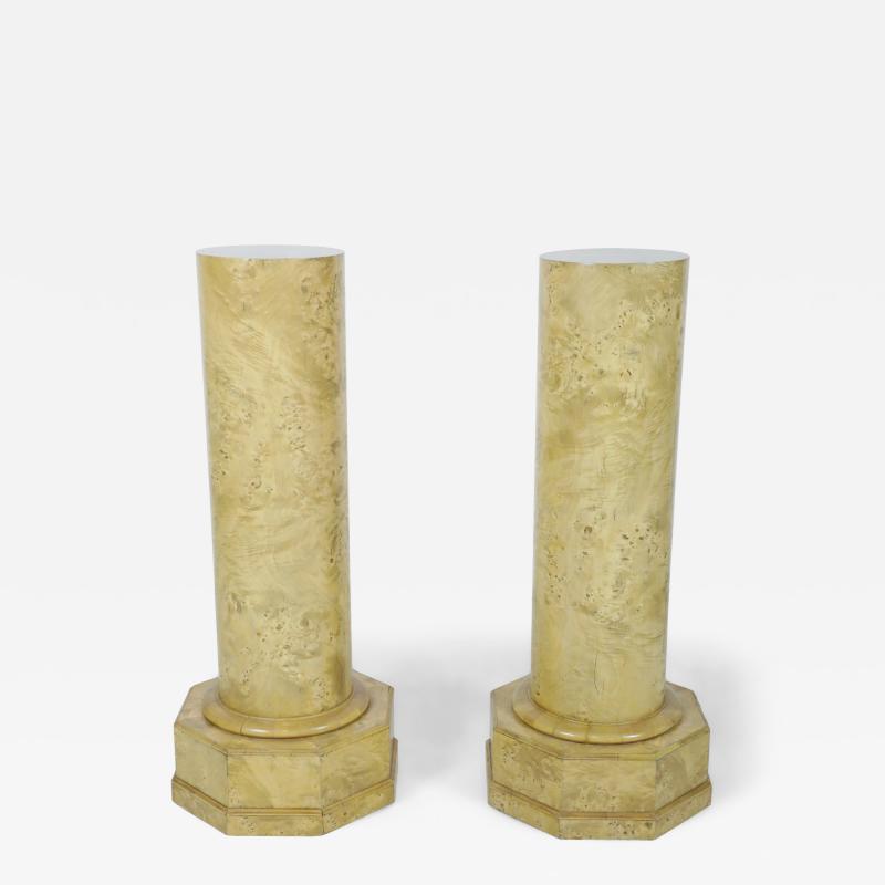 Pair of Biedermeier style Karelian Birch Octagonal Base Pedestals