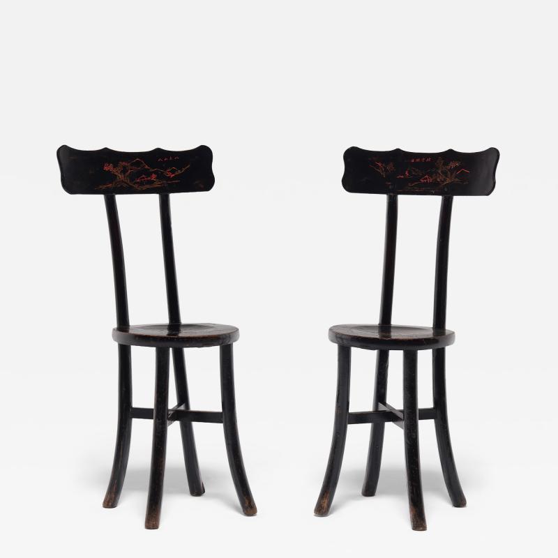 Pair of Black Lacquer Chairs