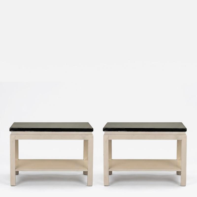 Pair of Black and White Modernist End Tables by Paul Frankl