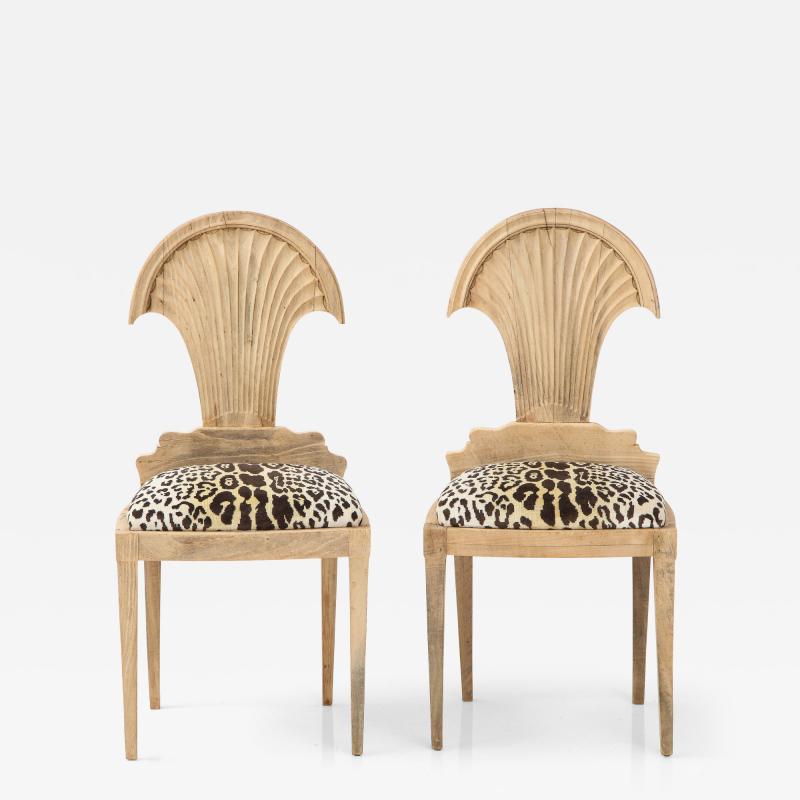 Pair of Bleached Italian Hall Chairs