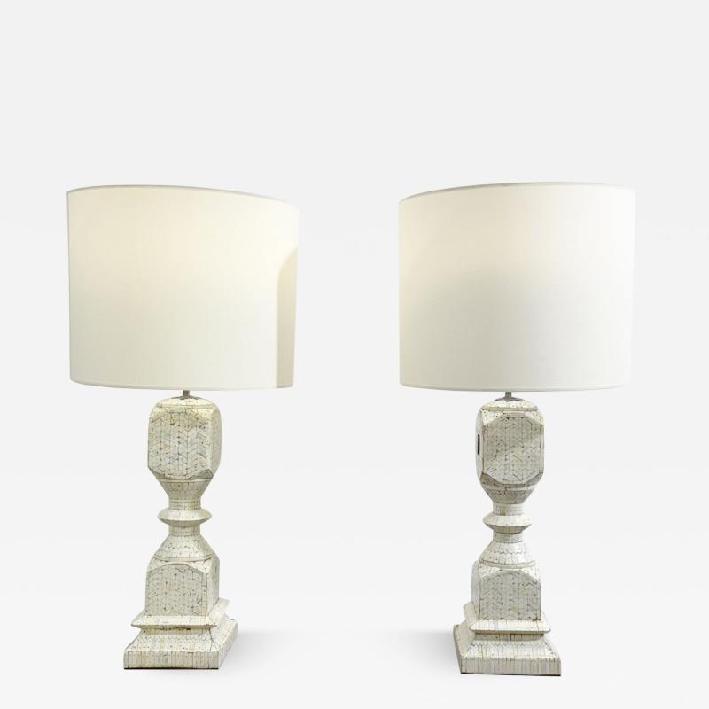 Pair of Bone Lamps new lampshade