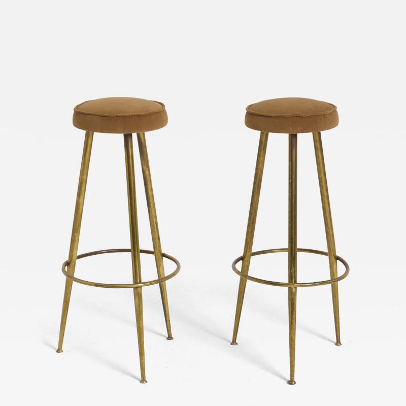 Pair of Brass Bar Stools